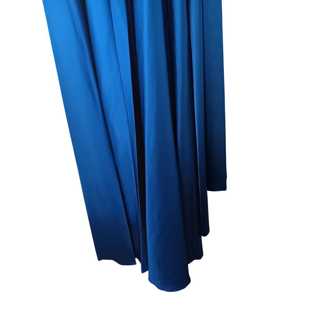 New Tags Ieena Mac Duggal Dark Blue One Shoulder Satin Hi Low Gown Sz 4 - Picture 7 of 16